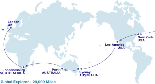 Global Explorer - One World Alliance - 29.000 milhas roundtrip