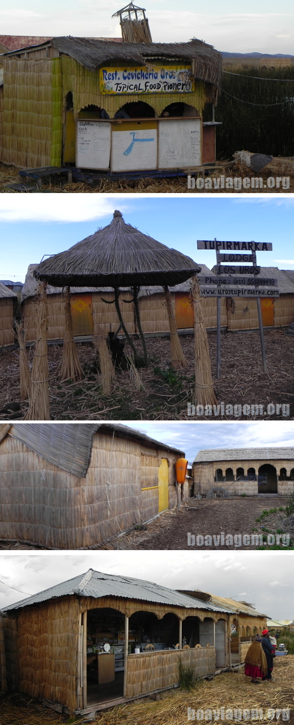 Facilidades em pleno Titicaca - Restaurantes e até telefone público