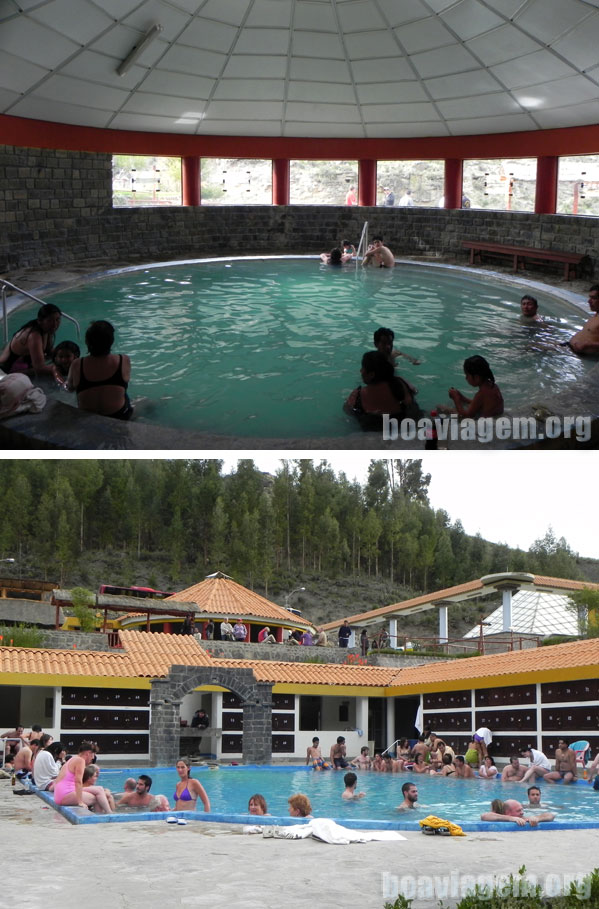 Piscinas com águas quentes nos banhos termais do Canyon del Colca