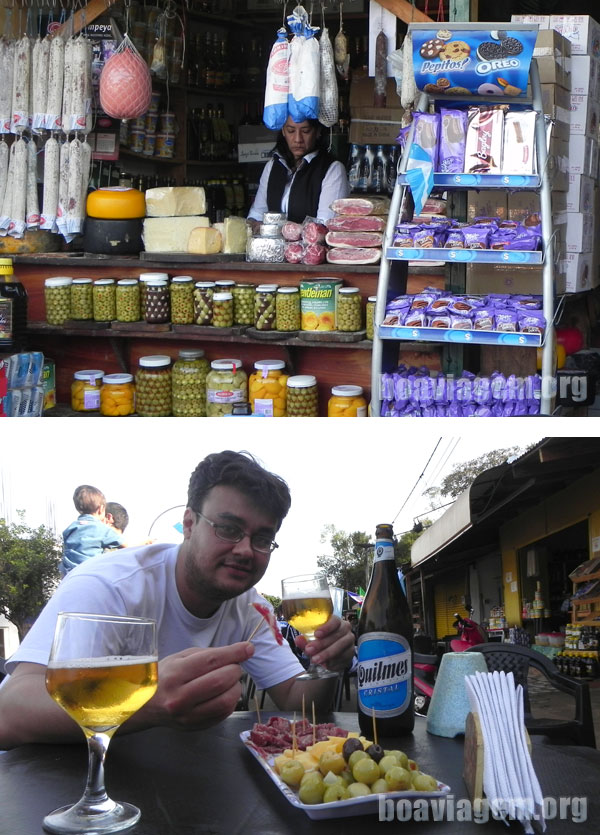 Quilmes, salaminho, queijinho e azeitona em Puerto Iguazu