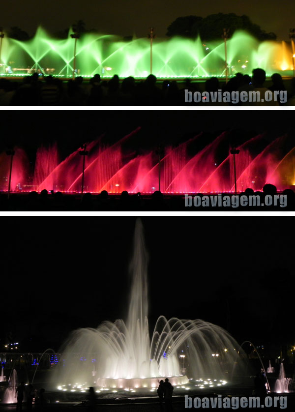 As mais belas fontes de água em um parque público de Lima