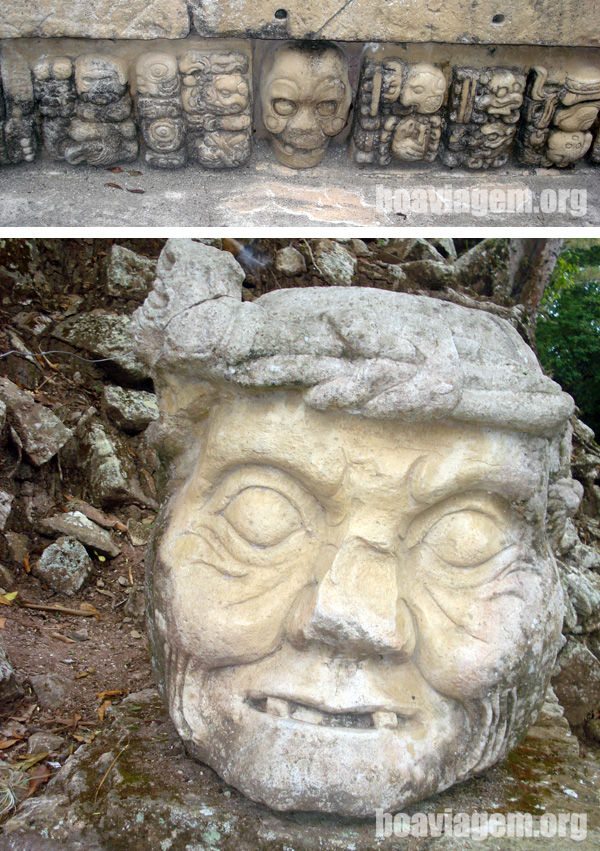 Pedras esculpidas pelas mãos maias