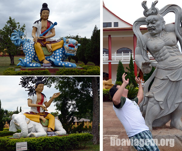 Algumas das estátuas do Templo Budista de Foz do Iguaçu