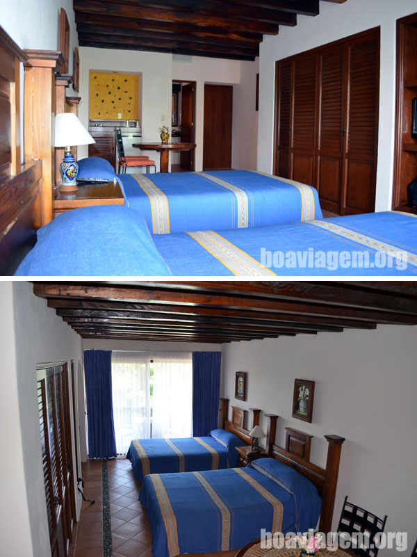 Visual de um dos quartos do Hotel Lunata
