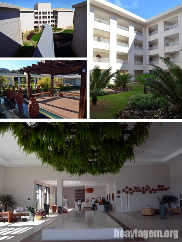 Ambientes externos e sagão de recepção do Cristal Resort