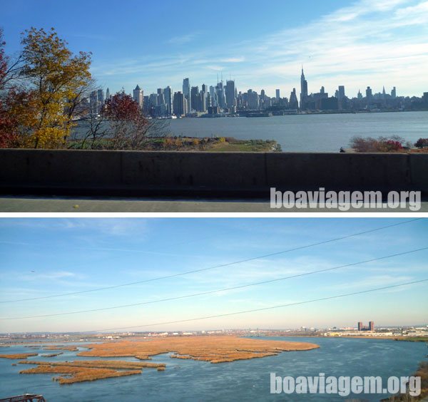 Visão de Nova York chegando em Nova Jersey