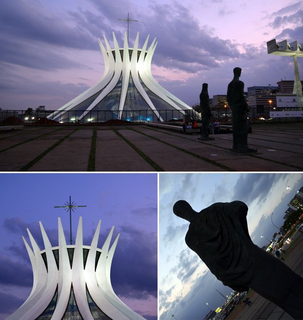 Anoitecendo em frente a Catedral de Brasília