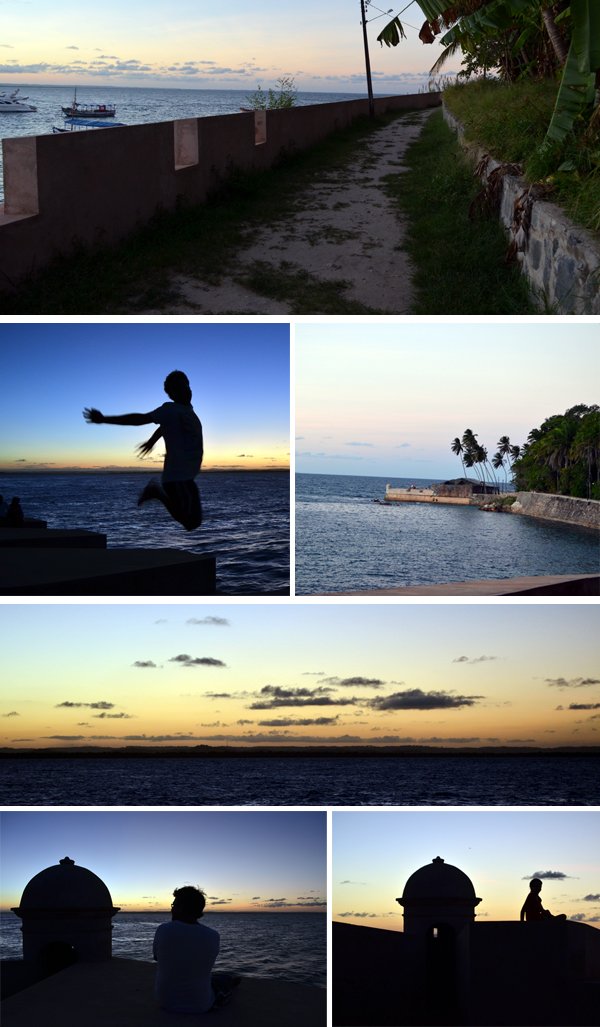 Pôr do sol na muralha, ao lado do cais