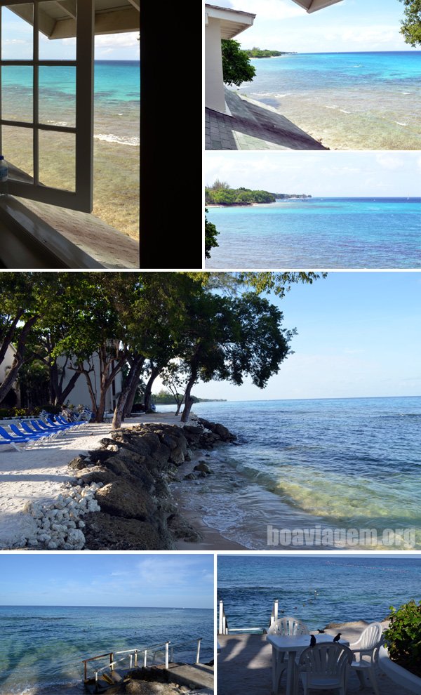 Vista do Mar do Caribe e deck do The Club