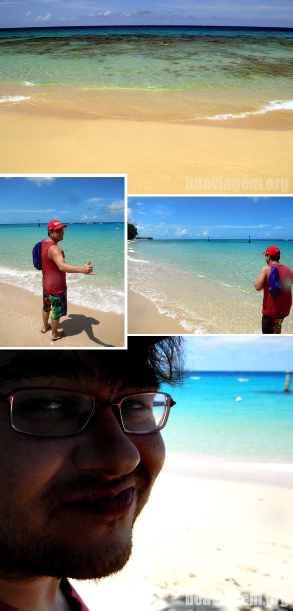Praia em Barbados - branco da areia e multitons de azuis
