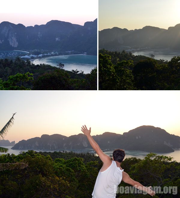 Apreciando o final do dia desde um dos mirantes de Koh Phi Phi