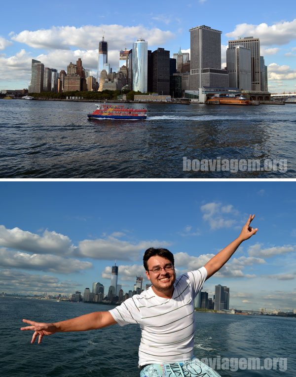 A vista da face de Manhattan desde o ferry para Staten Island