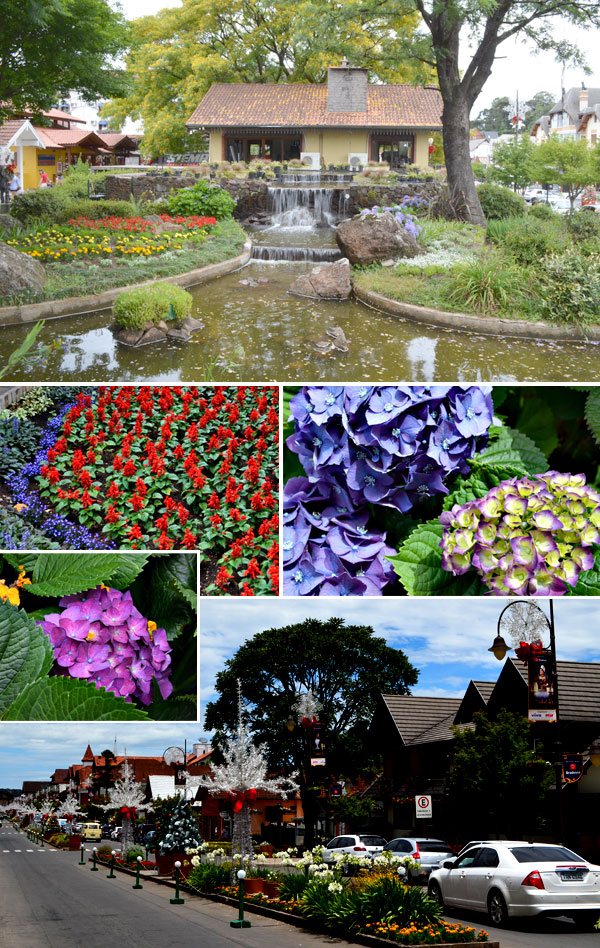 Em dezembro as ruas de Gramado são tomadas por árvores de natal, e muitas flores!