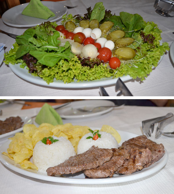 Delícia do dia - arroz, bife, batata frita e saladinha