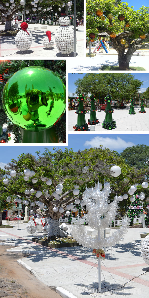 Pracinha do centro da cidade belamente enfeitada para o Natal de 2012