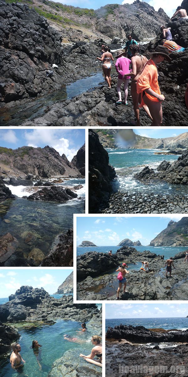 Piscinas naturais em formações rochosas nos Abreus