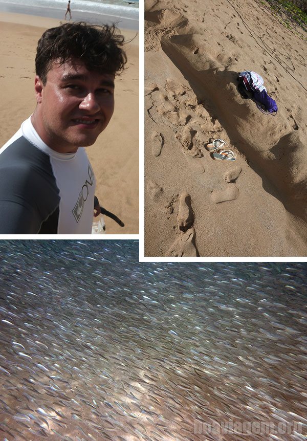 Com o lugar ao sol escolhido, rash guard, snorkel e máscara