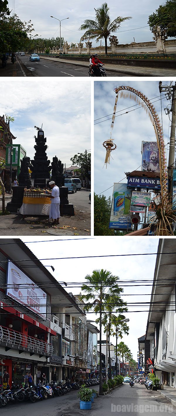 Praia murada, avenida e detalhes de Kuta - Bali - Indonésia