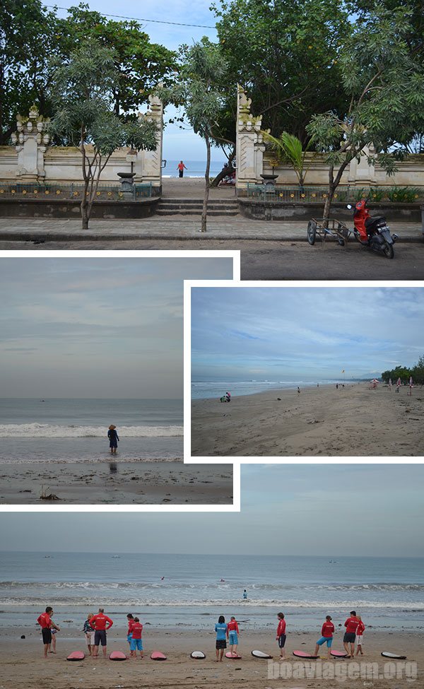 A bela praia urbana de Kuta