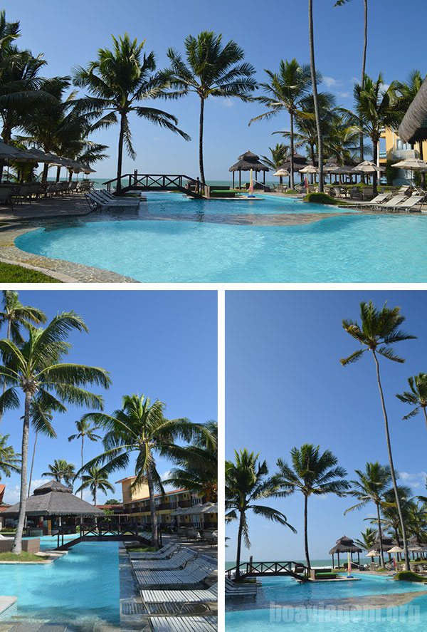 A bela piscina com vista para o mar de Porto de Galinhas