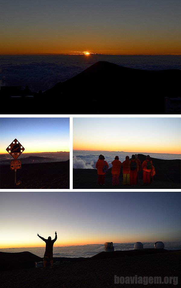 Pôr do sol no topo do vulcão Mauna Kea