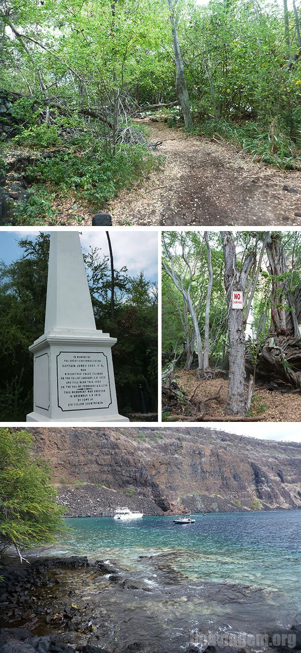 Monumento a Captain Cook e a bela Baía de Kealakekua na Big Island