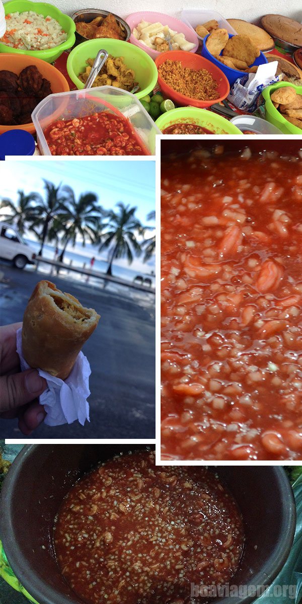 Empanadas de Frango e Caranguejo e ceviche de camarão