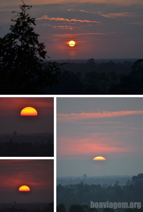 Pôr do sol nos templos de Angkor Wat no Camboja