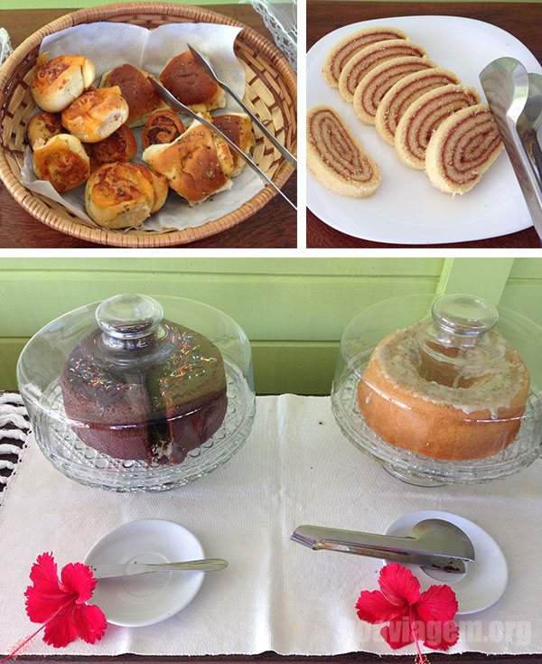 Farto e delicioso café da manhã na Pousada da Carmô