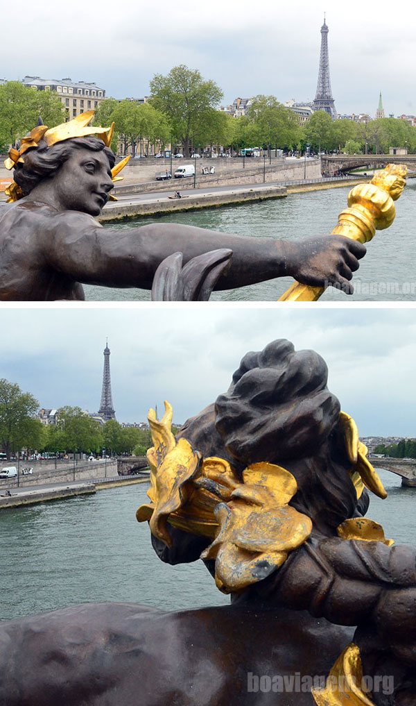 Vista da Torre Eiffel desde a Ponte Alexandre III