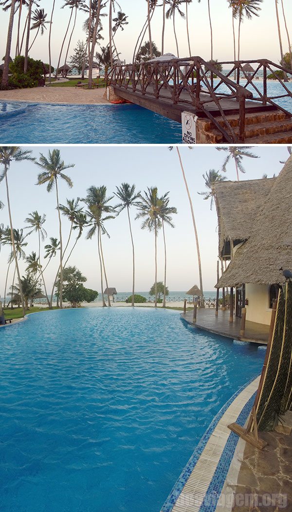 Piscina com vista para o mar na Tanzânia