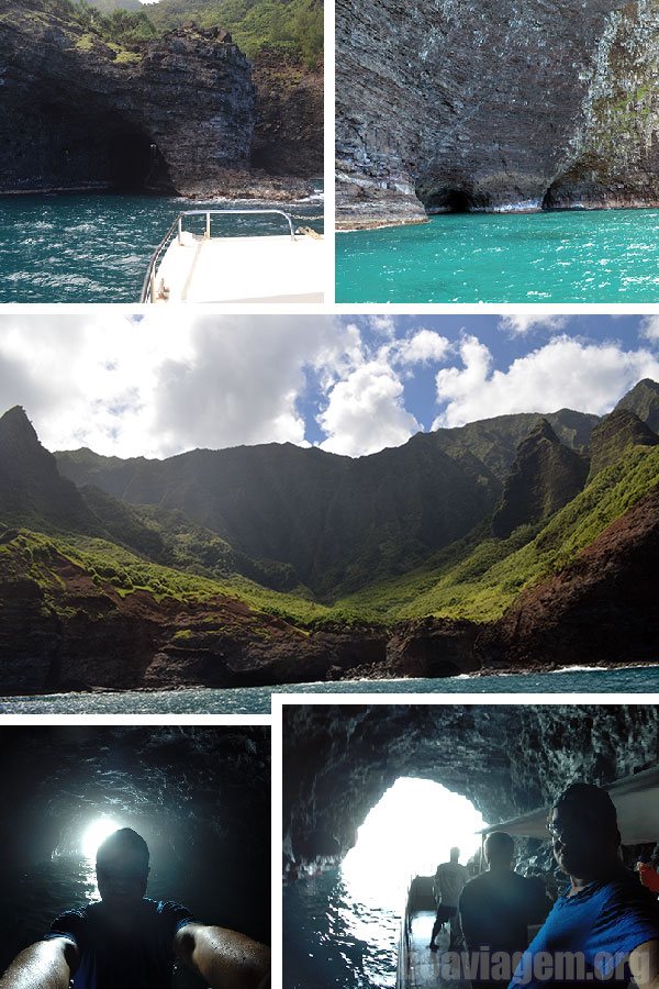 Navegando nas cavernas da Napali Coast