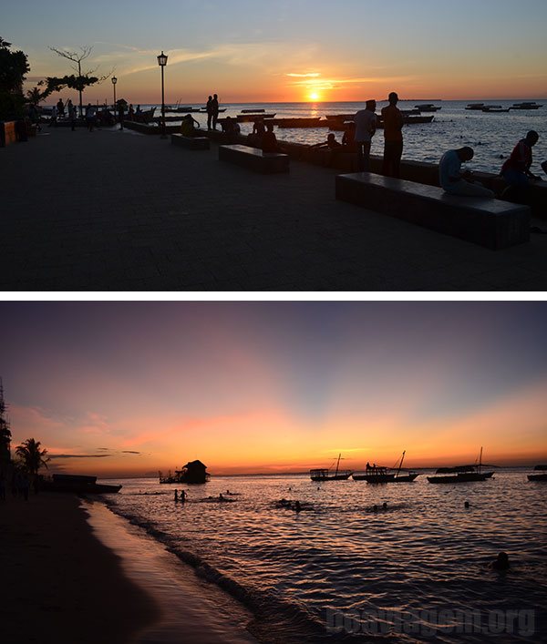 Pôr do sol na praia em Zanzibar