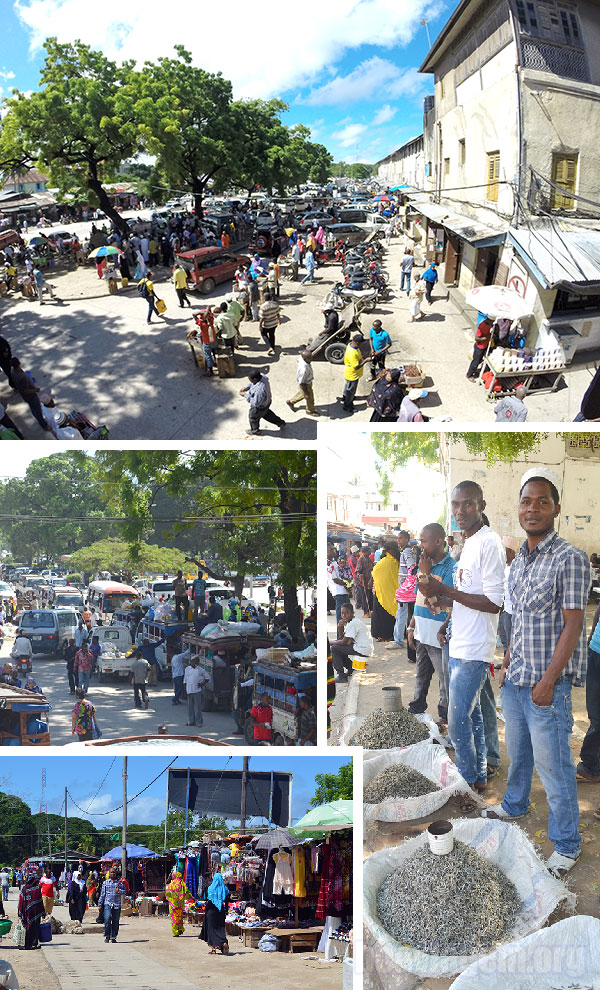 Rua de comércio em Zanzibar