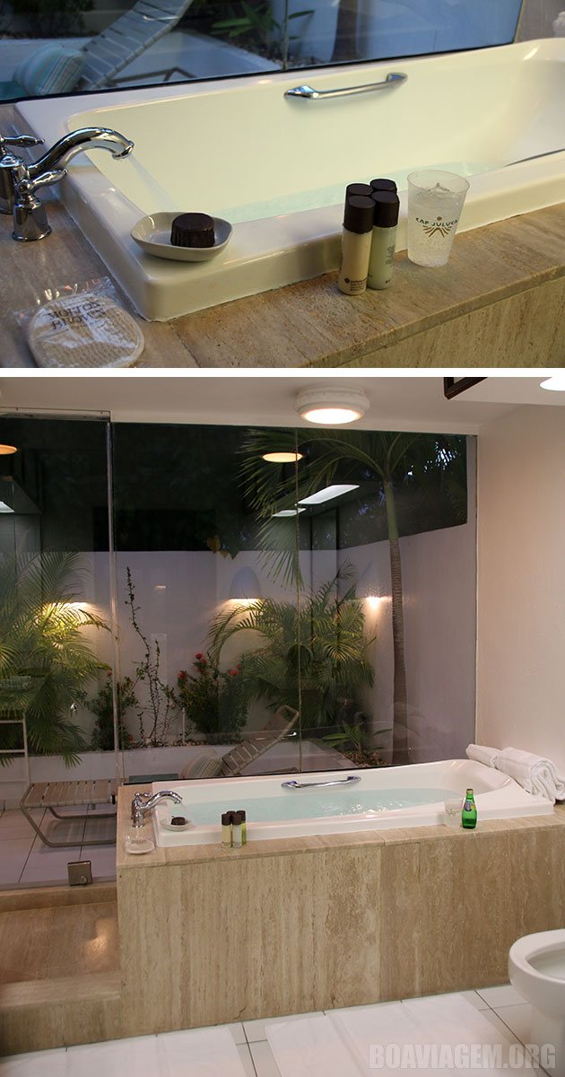 Depois da diversão, um belo banho para relaxar no fim da noite
