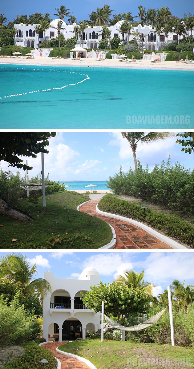 Do quarto para as areias da Maundays Bay em Anguilla