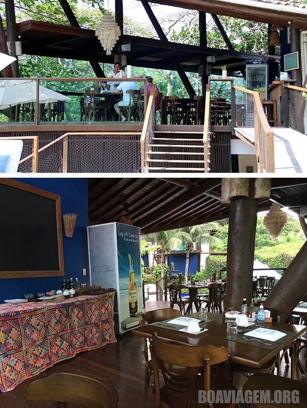 Restaurante servindo café da manhã, almoço, jantar e eventuais aperitivos à beira da piscina