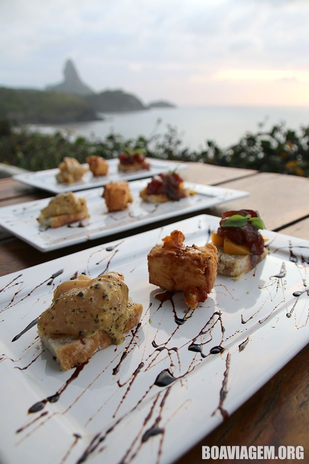 Entradinhas do menu degustação do Restaurante Mergulhão em Noronha