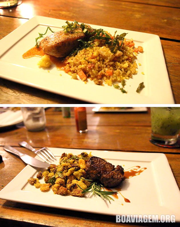 Segundo e terceiro pratos principais: Peixe Arretado e Mignon Tropeiro