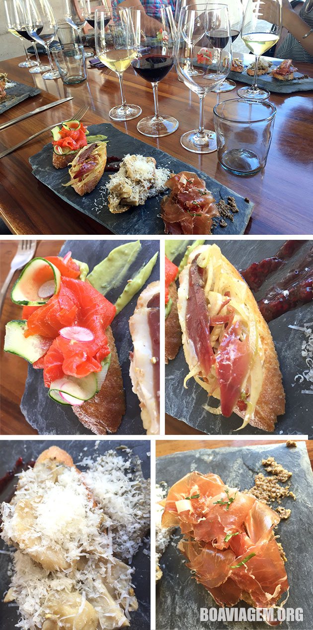 Degustação de vinhos com algumas tapas para acompanhamento
