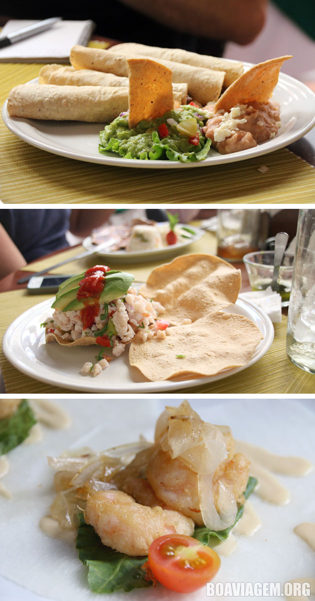 Tacos, ceviches, camarões