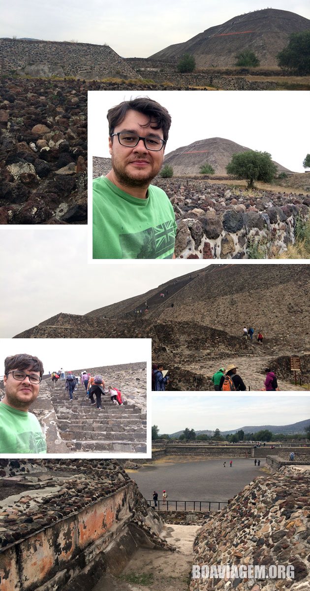 Pirâmide do Sol e o visual de algumas vielas entre os Monumentos em Teotihuacan