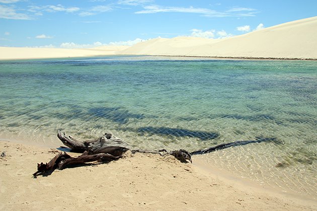 Piscinas naturais no Brasil: Lagoa com água doce de chuva nos lençóis maranhenses