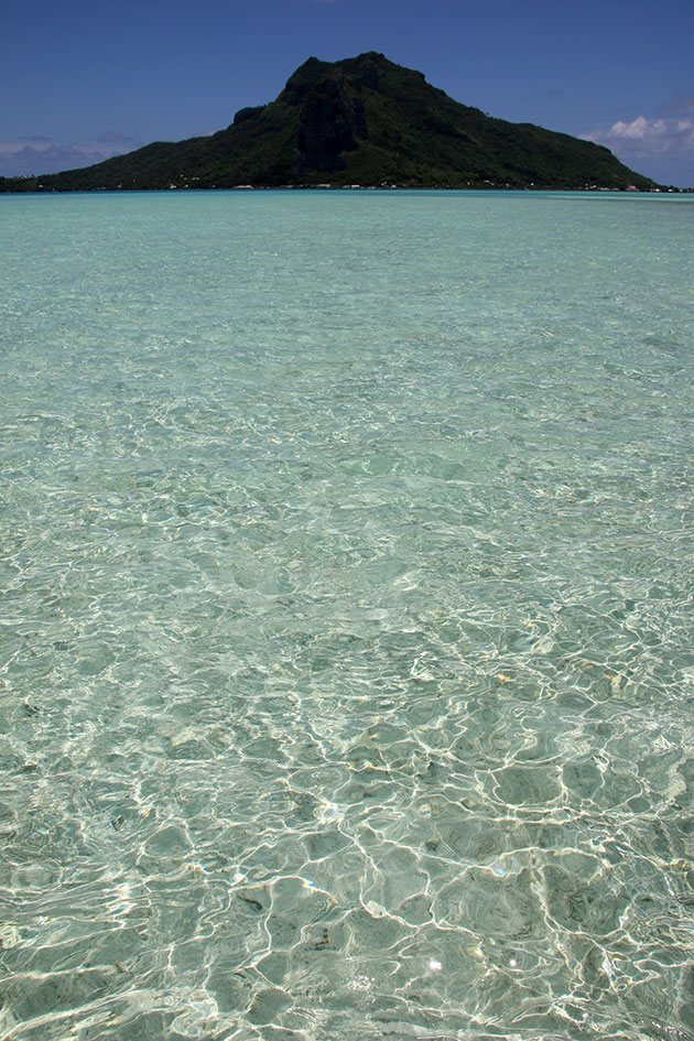 Cor espetacular das águas da Lagoa de Maupiti - Polinésia