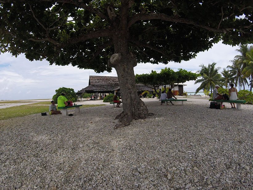 Sala de embarque no aeroporto de Maupiti