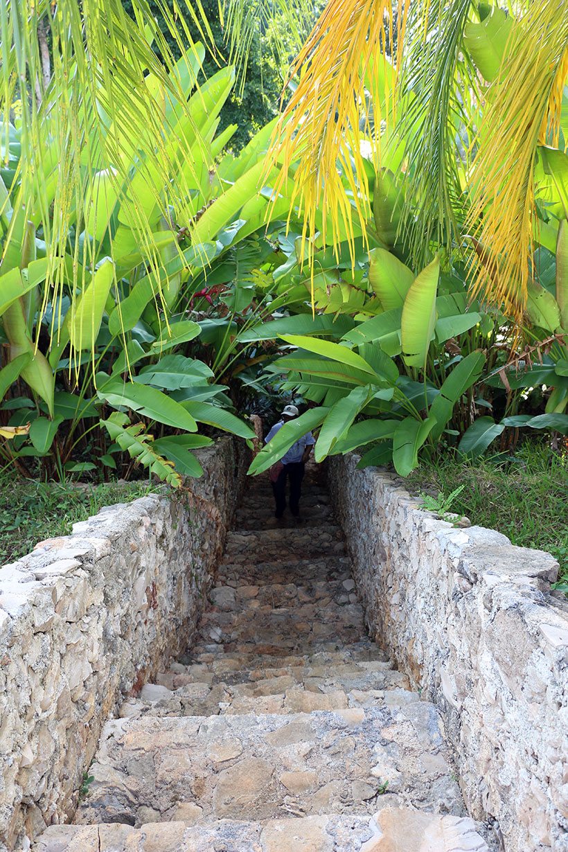 Escadarias para visitar o Cenote Virgem