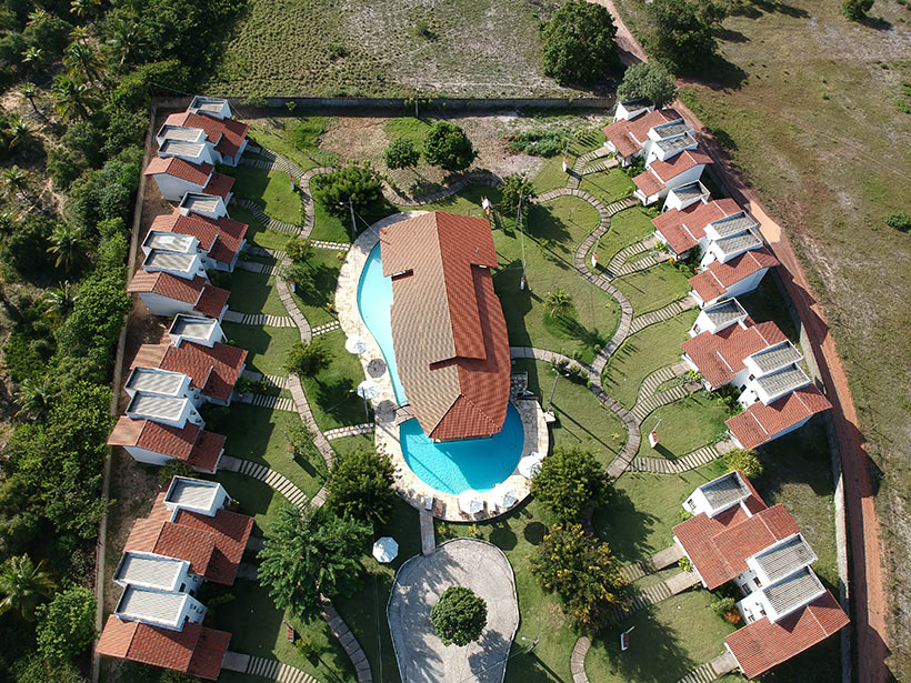 Vista aérea do Hotel Quinta do Rio, na Praia de Pipa