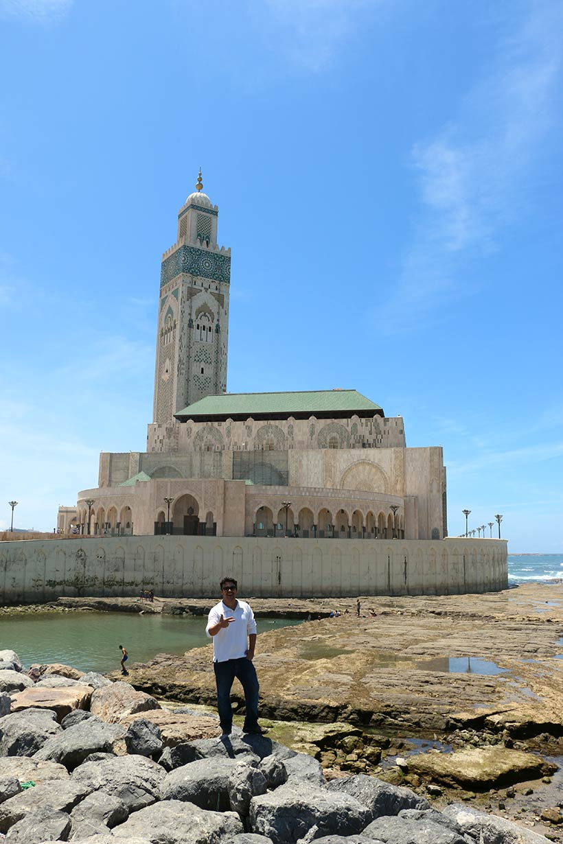 Visitando a Mesquita Hassan II numa conexão em Casablanca