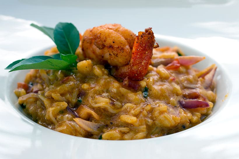 Prato principal: risoto de camarões!
