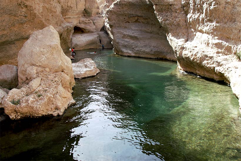 Piscina natural em um dos Oásis no Omã